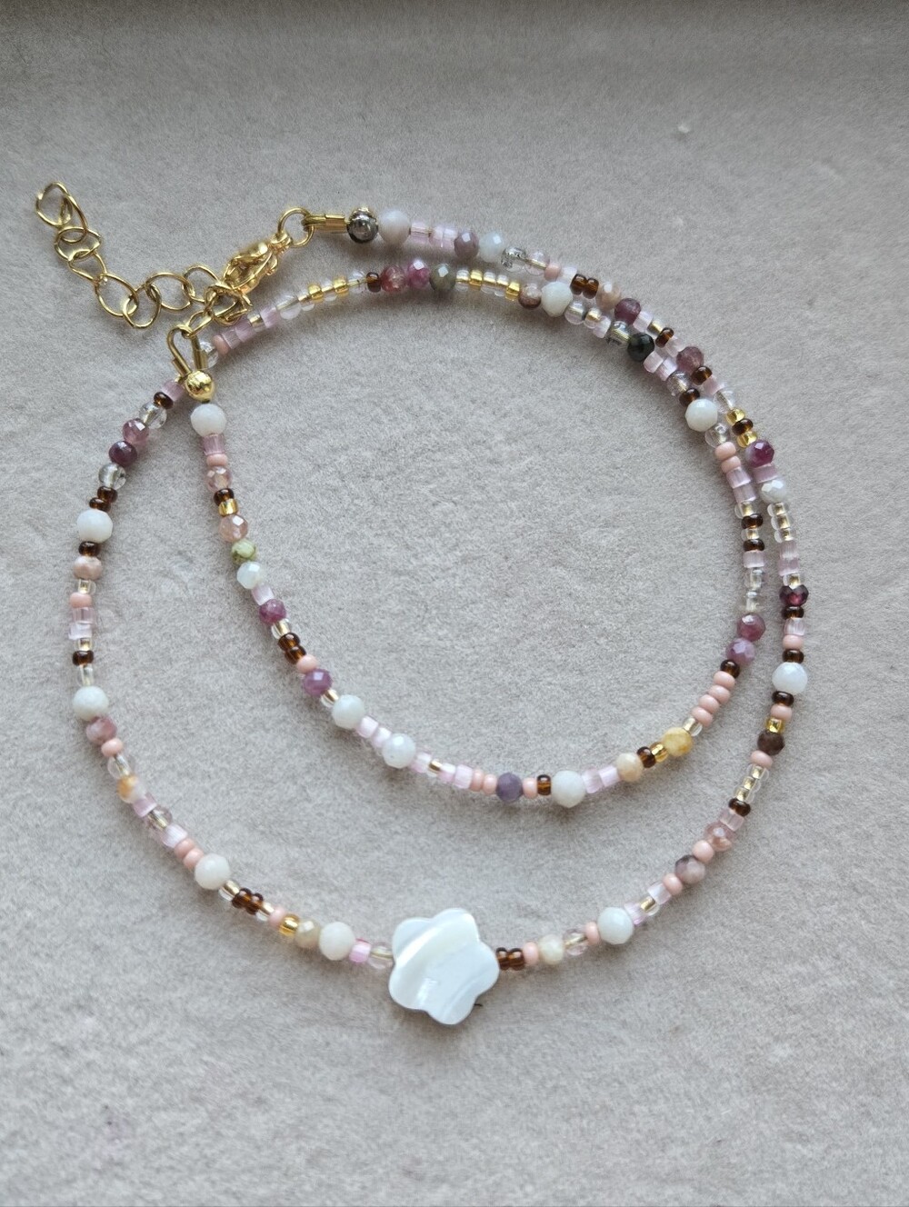 Handmade Semiprecious Stone Wrap Bracelet In Pinks